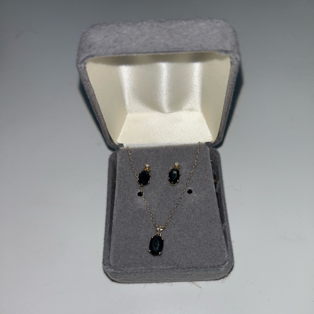 Diamond and Sapphires Earrings and Necklace
